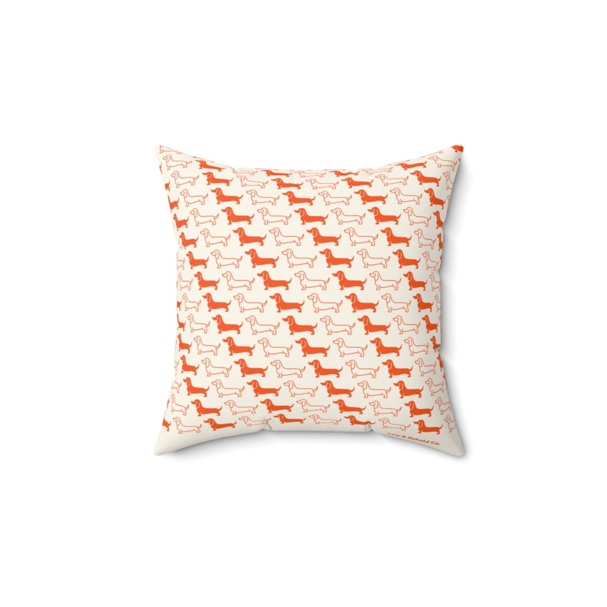 Orange Dachshund Pattern Throw Pillow